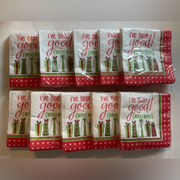 Unique Other - Unique I’ve Been Good! Wink Wink Christmas Holiday Beverage Napkins, 10 Packages